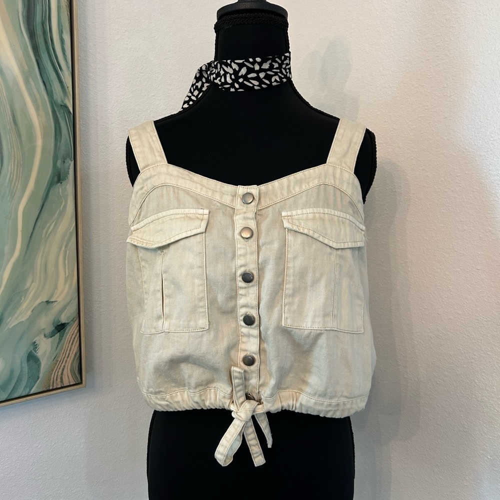 We The Free Beige Gathered Top